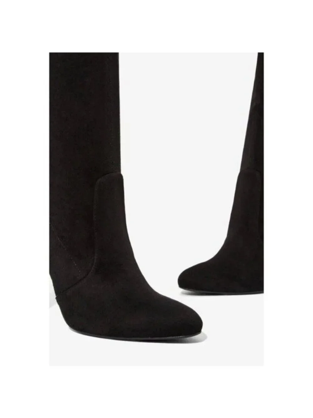 NIB Black Over The Knee Faux Suede Almond Toe Block Heel Boots 10 | Whimsigoth